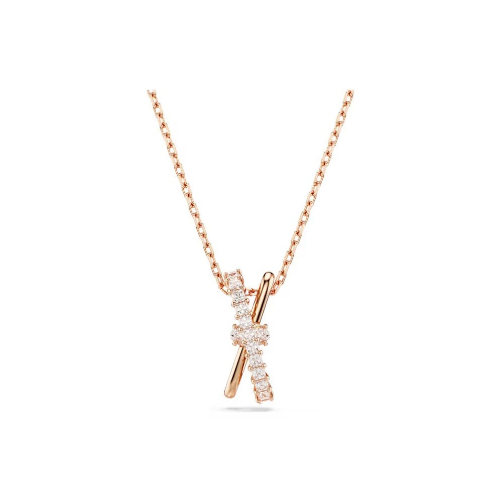 Le Collier Swarovski, Hyperbola Tailles variées, Torsade, Blanc, Placage de ton or rosé, 5689788