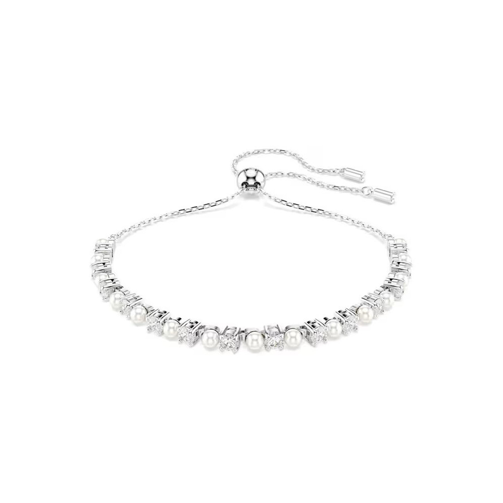 Le Bracelet Swarovski, Matrix Perle de cristal, Taille ronde, Blanc, Métal rhodié, 5689633