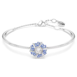 Le Bracelet-jonc Swarovski, Idyllia Fleur, Bleu, Métal rhodié, 5680014