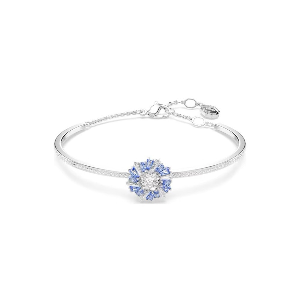 Le Bracelet-jonc Swarovski, Idyllia Fleur, Bleu, Métal rhodié, 5680014
