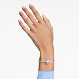 Le Bracelet-jonc Swarovski, Idyllia Fleur, Bleu, Métal rhodié, 5680014
