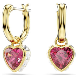 Les Boucles d'oreilles pendantes Swarovski, Chroma Cœur, Rouges, Placage de ton or, 5684760