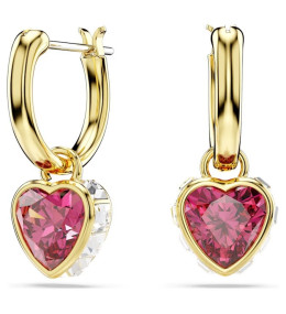 Les Boucles d'oreilles pendantes Swarovski, Chroma Cœur, Rouges, Placage de ton or, 5684760
