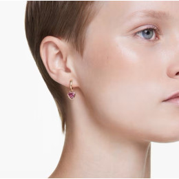 Les Boucles d'oreilles pendantes Swarovski, Chroma Cœur, Rouges, Placage de ton or, 5684760