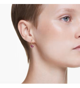 Les Boucles d'oreilles pendantes Swarovski, Chroma Cœur, Rouges, Placage de ton or, 5684760