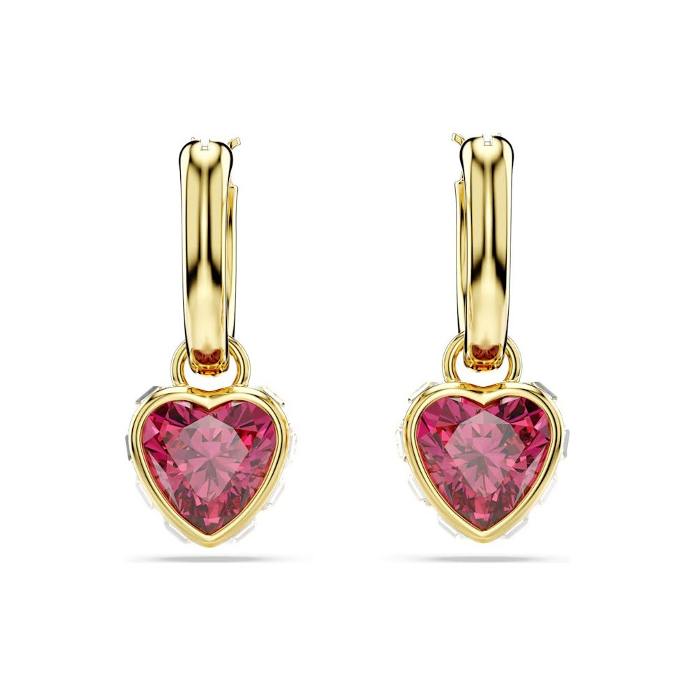 Les Boucles d'oreilles pendantes Swarovski, Chroma Cœur, Rouges, Placage de ton or, 5684760