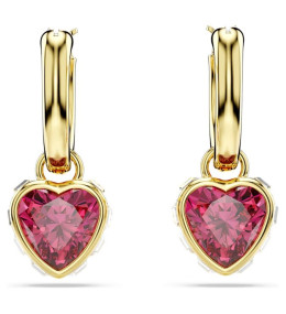 Les Boucles d'oreilles pendantes Swarovski, Chroma Cœur, Rouges, Placage de ton or, 5684760