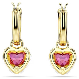 Les Boucles d'oreilles pendantes Swarovski, Chroma Cœur, Rouges, Placage de ton or, 5684760