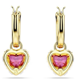 Les Boucles d'oreilles pendantes Swarovski, Chroma Cœur, Rouges, Placage de ton or, 5684760