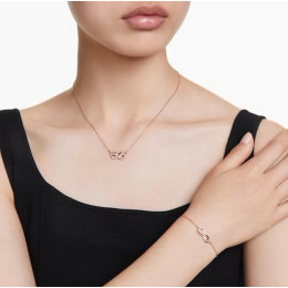 La Parure collier et bracelet, Swarovski, Hyperbola Infini, Blanc, Placage de ton or rosé, 5682483