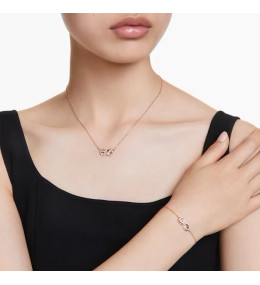 La Parure collier et bracelet, Swarovski, Hyperbola Infini, Blanc, Placage de ton or rosé, 5682483
