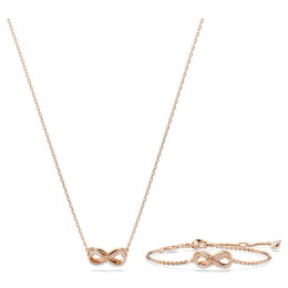 La Parure collier et bracelet, Swarovski, Hyperbola Infini, Blanc, Placage de ton or rosé, 5682483