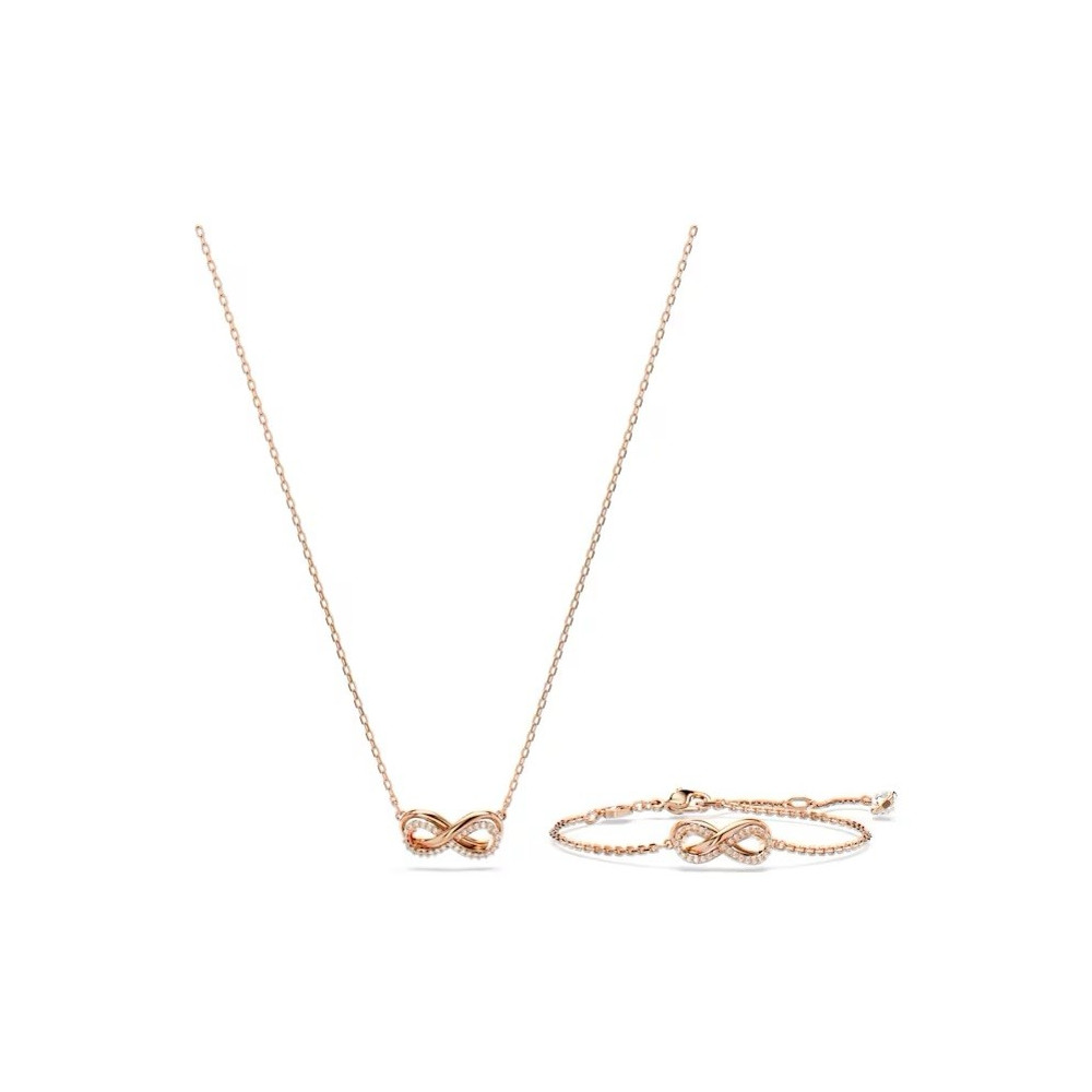 La Parure collier et bracelet, Swarovski, Hyperbola Infini, Blanc, Placage de ton or rosé, 5682483