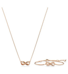 La Parure collier et bracelet, Swarovski, Hyperbola Infini, Blanc, Placage de ton or rosé, 5682483