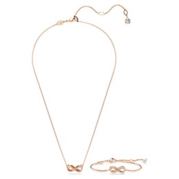 La Parure collier et bracelet, Swarovski, Hyperbola Infini, Blanc, Placage de ton or rosé, 5682483