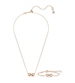 La Parure collier et bracelet, Swarovski, Hyperbola Infini, Blanc, Placage de ton or rosé, 5682483