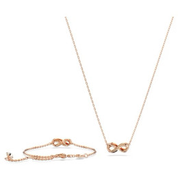 La Parure collier et bracelet, Swarovski, Hyperbola Infini, Blanc, Placage de ton or rosé, 5682483