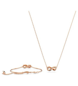 La Parure collier et bracelet, Swarovski, Hyperbola Infini, Blanc, Placage de ton or rosé, 5682483