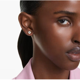 Les Boucles d'oreilles Swarovski, Imber Coupe ronde, Blanches, Placage de ton or, 5681552