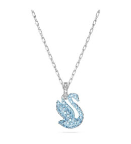 Le Collier pendentif Swarovski, Iconic Swan Cygne, Petit, Bleu, Métal rhodié, 5680422