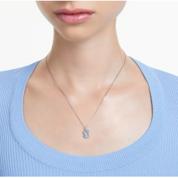 Le Collier pendentif Swarovski, Iconic Swan Cygne, Petit, Bleu, Métal rhodié, 5680422