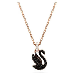 Le Collier pendentif Swarovski, Swan Cygne, Petit, Noir, Placage de ton or rosé, 5678046