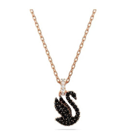 Le Collier pendentif Swarovski, Swan Cygne, Petit, Noir, Placage de ton or rosé, 5678046