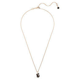 Le Collier pendentif Swarovski, Swan Cygne, Petit, Noir, Placage de ton or rosé, 5678046