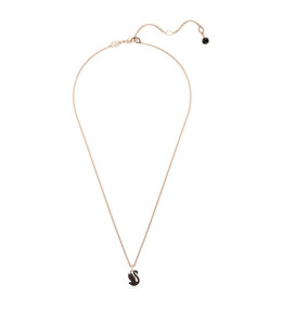 Le Collier pendentif Swarovski, Swan Cygne, Petit, Noir, Placage de ton or rosé, 5678046