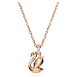 Le Collier pendentif Swarovski, Swan Cygne, Petit, Noir, Placage de ton or rosé, 5678046
