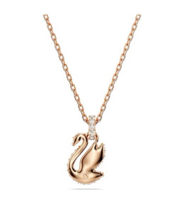 Le Collier pendentif Swarovski, Swan Cygne, Petit, Noir, Placage de ton or rosé, 5678046