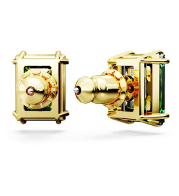 Les Boucles d'oreilles Swarovski, Matrix Taille rectangulaire, Vertes, Placage de ton or, 5677142
