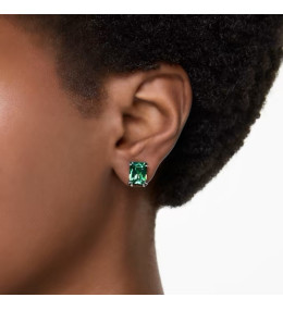 Les Boucles d'oreilles Swarovski, Matrix Taille rectangulaire, Vertes, Placage de ton or, 5677142