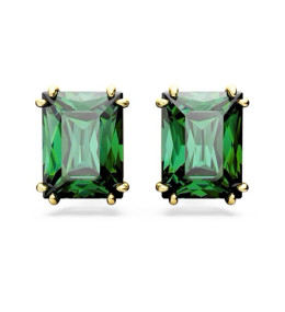 Les Boucles d'oreilles Swarovski, Matrix Taille rectangulaire, Vertes, Placage de ton or, 5677142