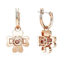 Les Boucles d'oreilles pendantes Swarovski, Idyllia, Trèfle à quatre feuilles, Blanches, Placage de ton or rosé, 5674212