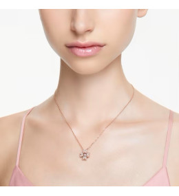 Le Collier pendentif Swarovski, Idyllia, Trèfle à quatre feuilles, Blanc, Placage de ton or rosé, 5674211