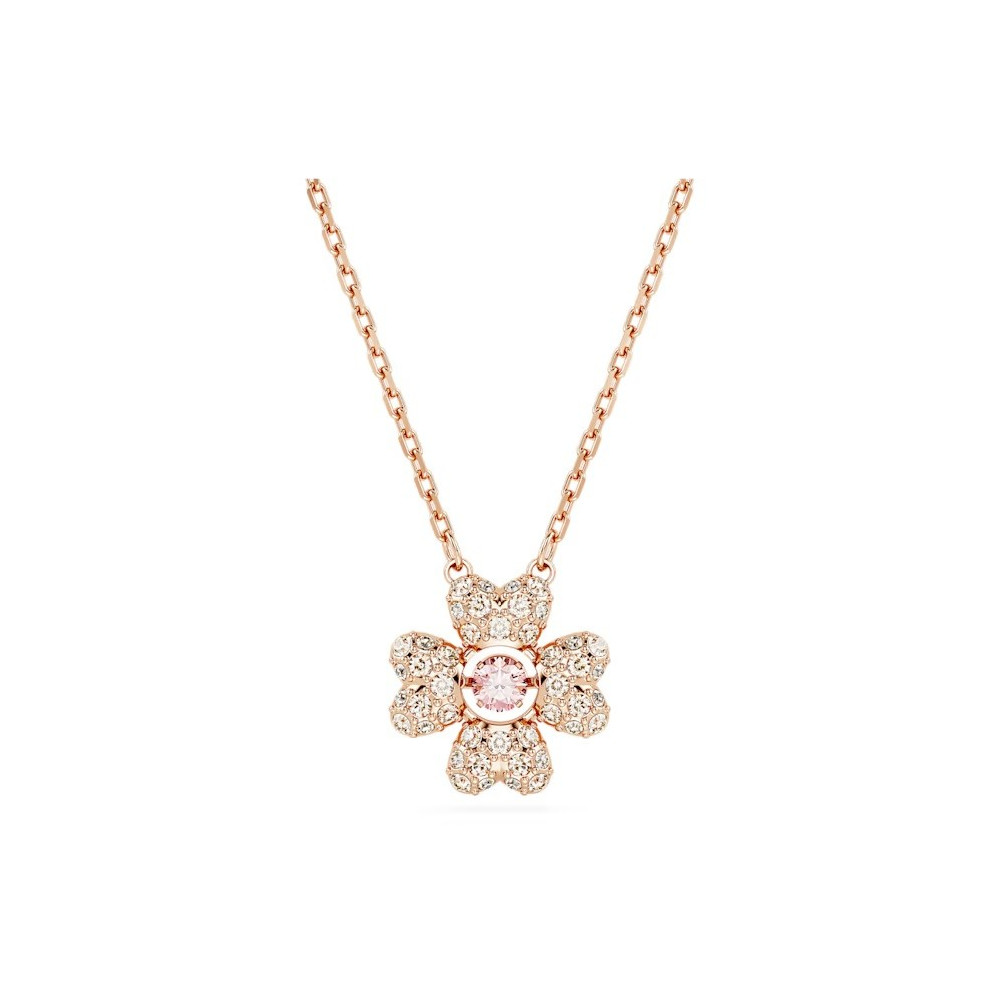 Le Collier pendentif Swarovski, Idyllia, Trèfle à quatre feuilles, Blanc, Placage de ton or rosé, 5674211