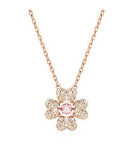Le Collier pendentif Swarovski, Idyllia, Trèfle à quatre feuilles, Blanc, Placage de ton or rosé, 5674211