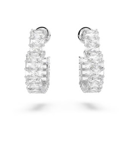 Les Boucles d'oreilles créoles Swarovski, Matrix Cœur, Petites, Blanches, Métal rhodié 5653170