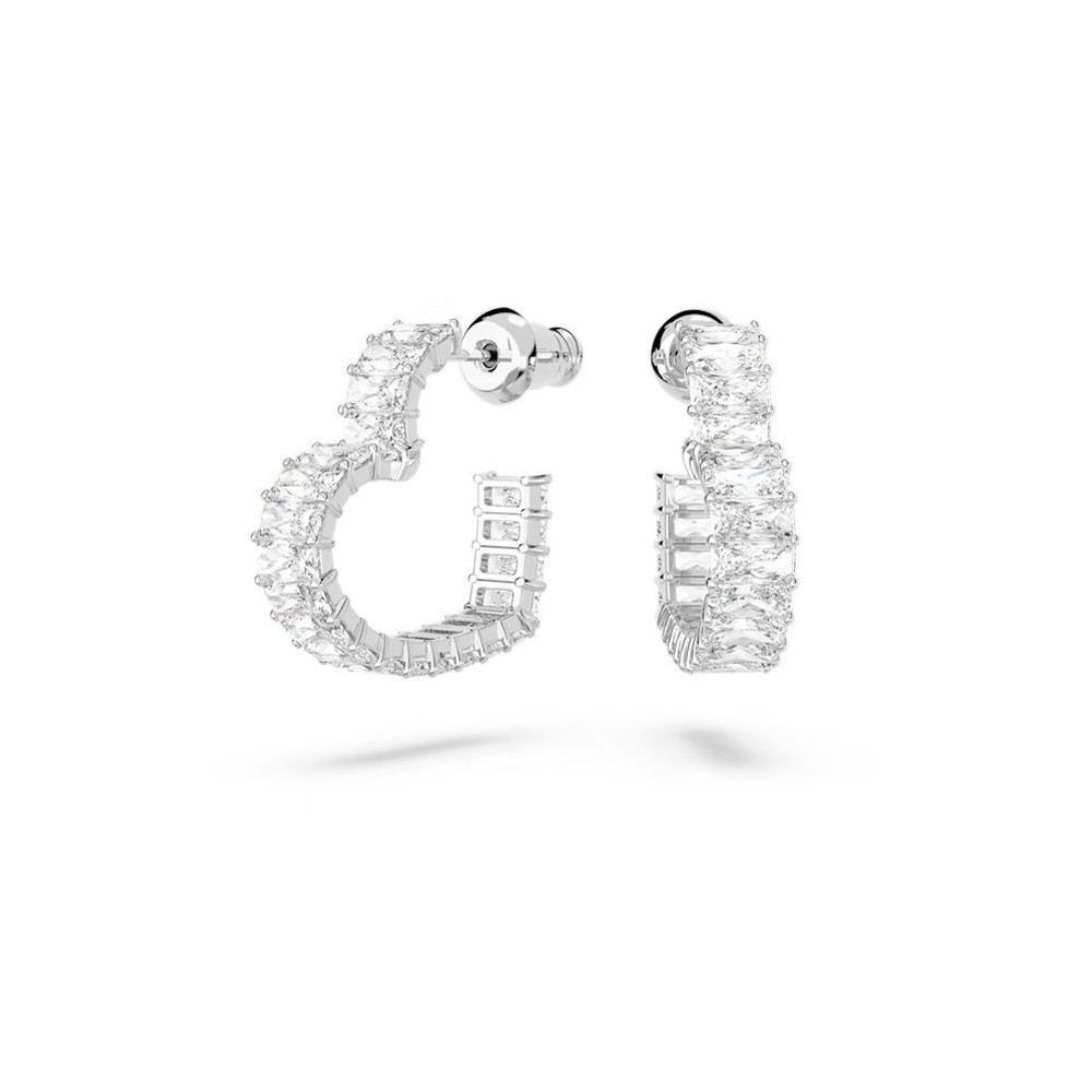 Les Boucles d'oreilles créoles Swarovski, Matrix Cœur, Petites, Blanches, Métal rhodié 5653170