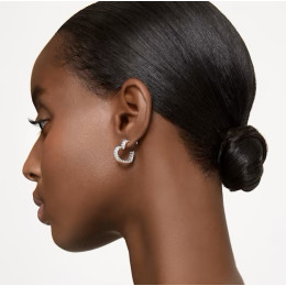 Les Boucles d'oreilles créoles Swarovski, Matrix Cœur, Petites, Blanches, Métal rhodié 5653170