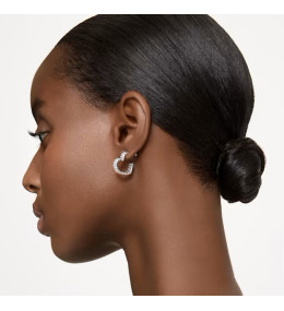 Les Boucles d'oreilles créoles Swarovski, Matrix Cœur, Petites, Blanches, Métal rhodié 5653170