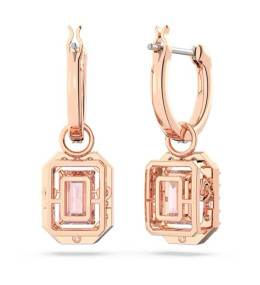 Les Boucles d'oreilles pendantes, Swarovski, Millenia Taille octogonale, Rose, Placage de ton or rosé 5649474