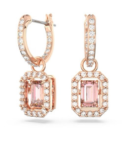 Les Boucles d'oreilles pendantes, Swarovski, Millenia Taille octogonale, Rose, Placage de ton or rosé 5649474