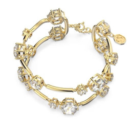 Le Bracelet-jonc double Constella Coupe ronde, Blanc, Placage de ton or 5620395
