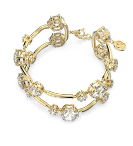 Le Bracelet-jonc double Constella Coupe ronde, Blanc, Placage de ton or 5620395