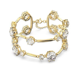Le Bracelet-jonc double Constella Coupe ronde, Blanc, Placage de ton or 5620395