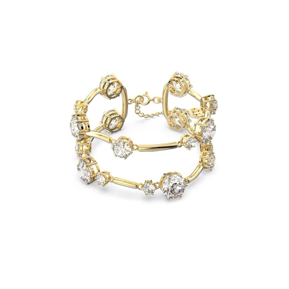 Le Bracelet-jonc double Constella Coupe ronde, Blanc, Placage de ton or 5620395