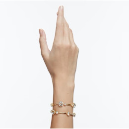 Le Bracelet-jonc double Constella Coupe ronde, Blanc, Placage de ton or 5620395
