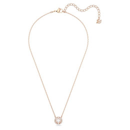 Collier Swarovski Sparkling Dance Coupe ronde, Blanc, Placage de ton or rosé 5272364